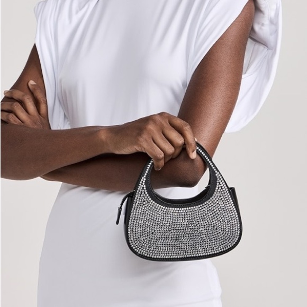 Coperni Black Crystal Embellished Micro Baguette Swipe Bag